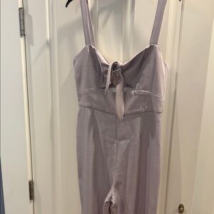Wayf Lavender Plaid Tie-Front Jumpsuit